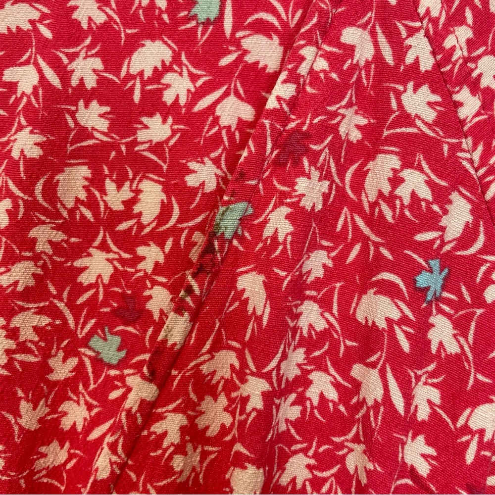 Free People In Full Bloom Red Combo Dress Floral Deep V Neck Flowy Medium **FLAW - Picture 10 of 10